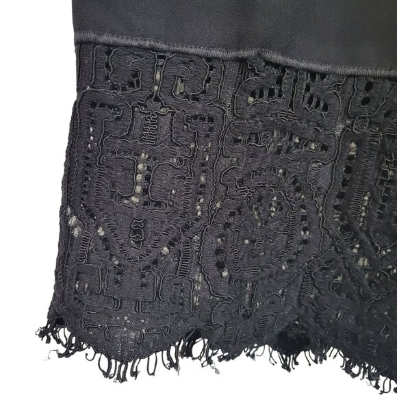 Ann Taylor Sz LP L Petite Pants Cropped Stretch Waist Zip Lace Fringe Hem Black - Picture 10 of 12